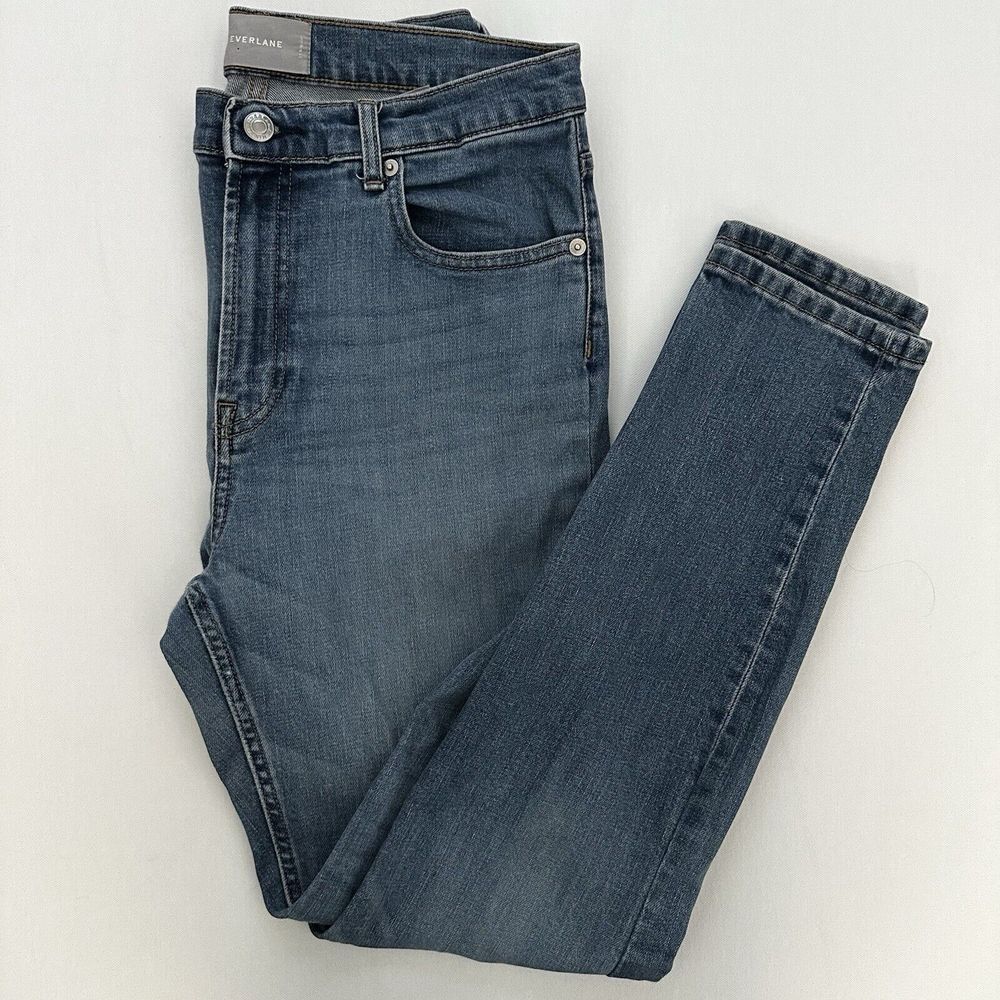 Everlane Bien Hoa Womens Highrise Jeans Sz 31 Regular Blue Wash Stretch Zip